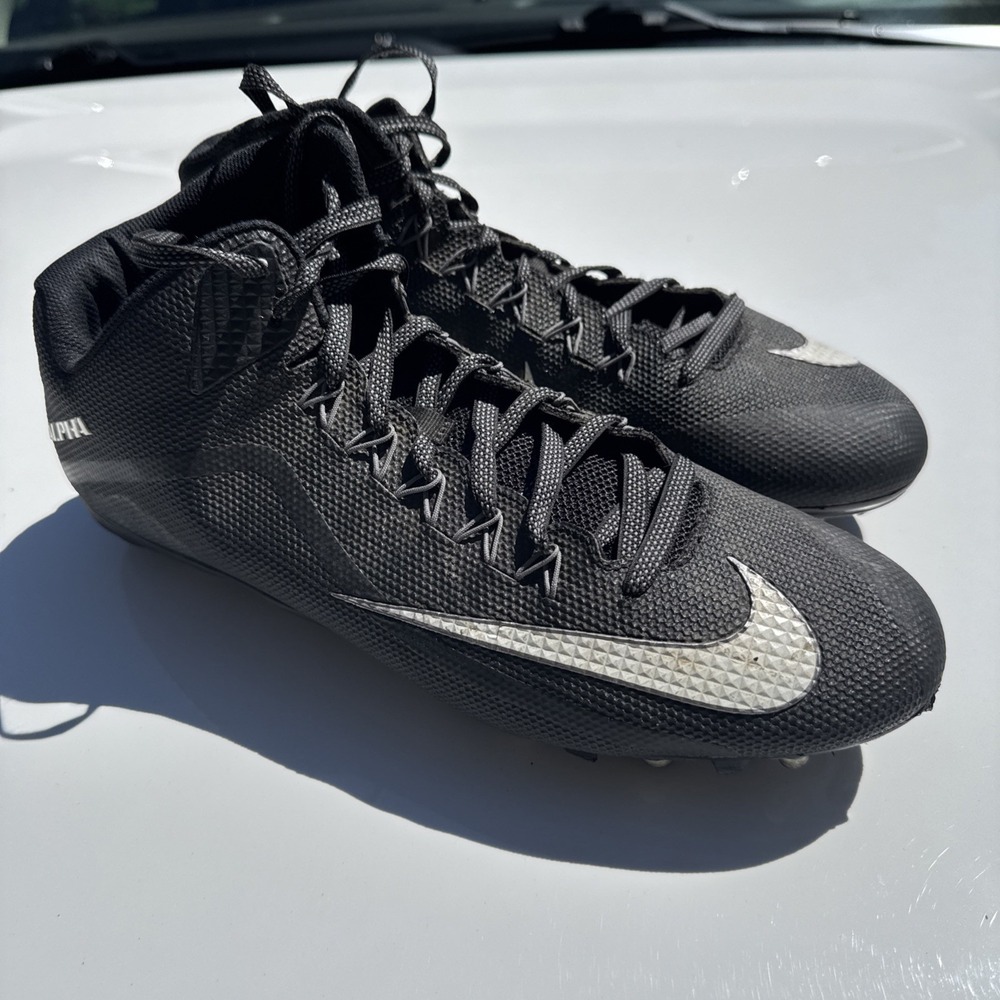 Nike Alpha Pro 2 Mid Football Cleats‎ Black White Mens 15 719932-010